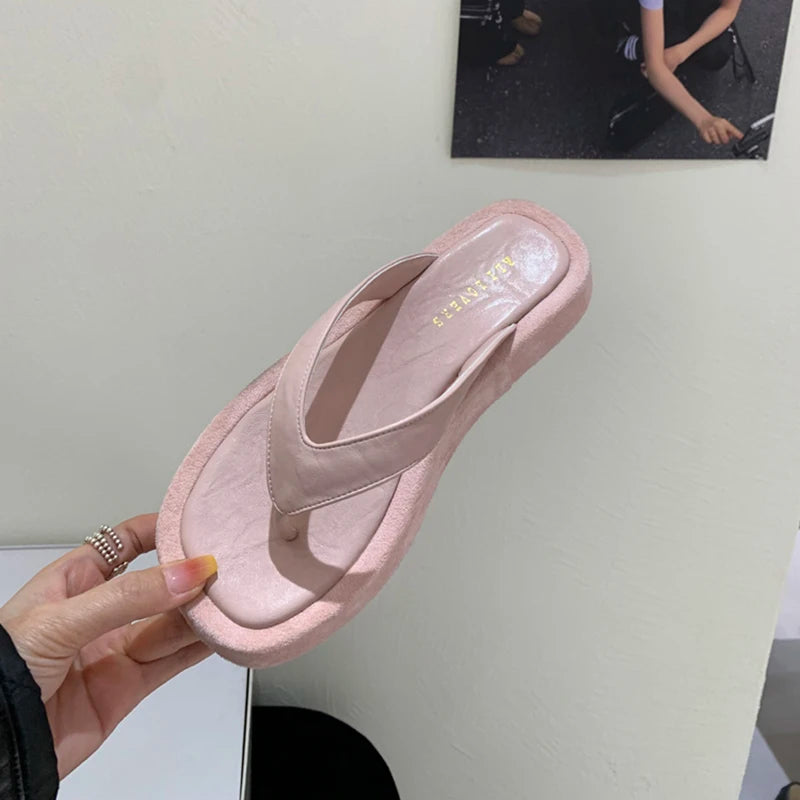 Summer Women Casual Clip Toe Slippers Comfort Platform Flats Beach Vacation Slides Flip Flops Shoes Zapatos De Mujer