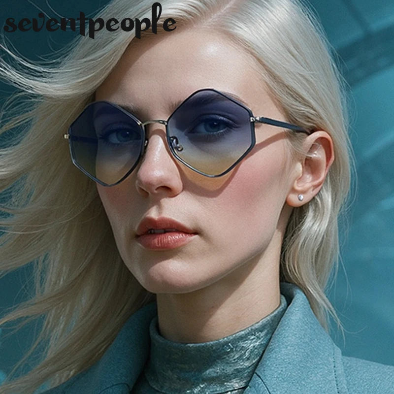 Vintage Steampunk Polygon Sunglasses Women 2025 Luxury Brand Classic Hexagon Sun Glasses Trendy Driving Shades For Ladies UV400