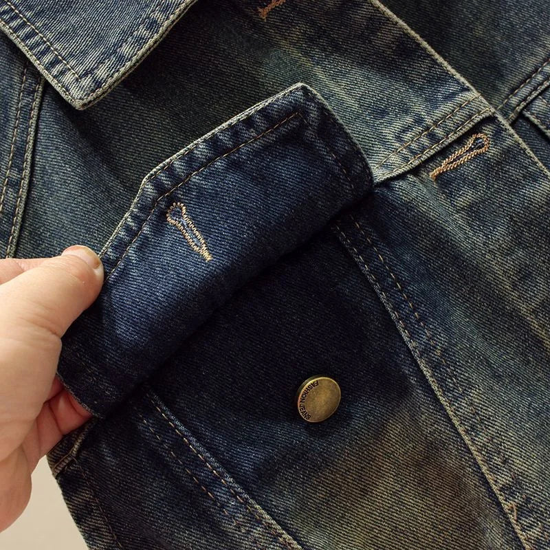 2025New Spring Autumn Vintage Lapel Denim Vest Woman Single Breasted Slim Short Jackets Female Tops Jean Waistcoat Chaleco Mujer