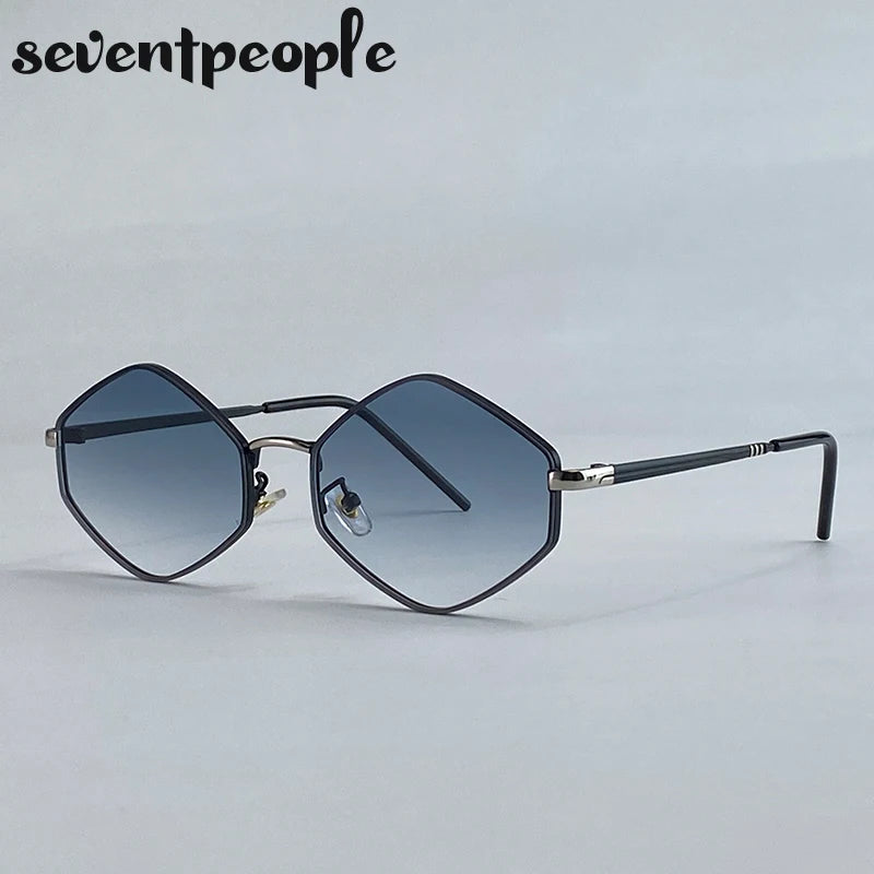 Vintage Steampunk Polygon Sunglasses Women 2025 Luxury Brand Classic Hexagon Sun Glasses Trendy Driving Shades For Ladies UV400