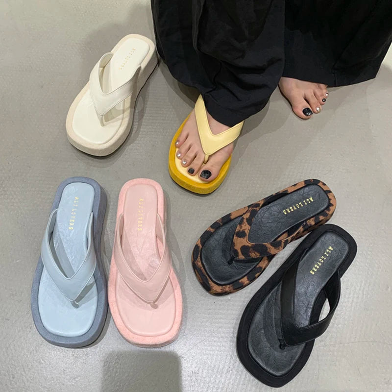 Summer Women Casual Clip Toe Slippers Comfort Platform Flats Beach Vacation Slides Flip Flops Shoes Zapatos De Mujer