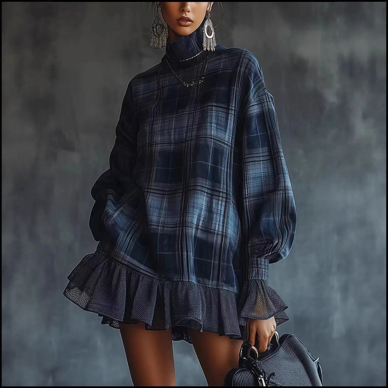 Vestito Plaid Ruffle