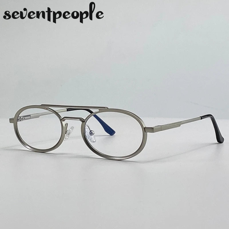 Small Oval Metal Frame Steampunk Sunglasses For Women 2025 Luxury Brand Vintage Double Beam Shades Classic Round Punk Eyewear