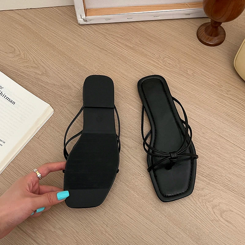 Sandals Women Summer New 2025 Version Clip Toe Flip Flops Outdoor Fashion Flat Casual Non-slip Sandals Female Beach Mules