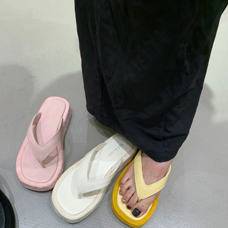 Summer Women Casual Clip Toe Slippers Comfort Platform Flats Beach Vacation Slides Flip Flops Shoes Zapatos De Mujer