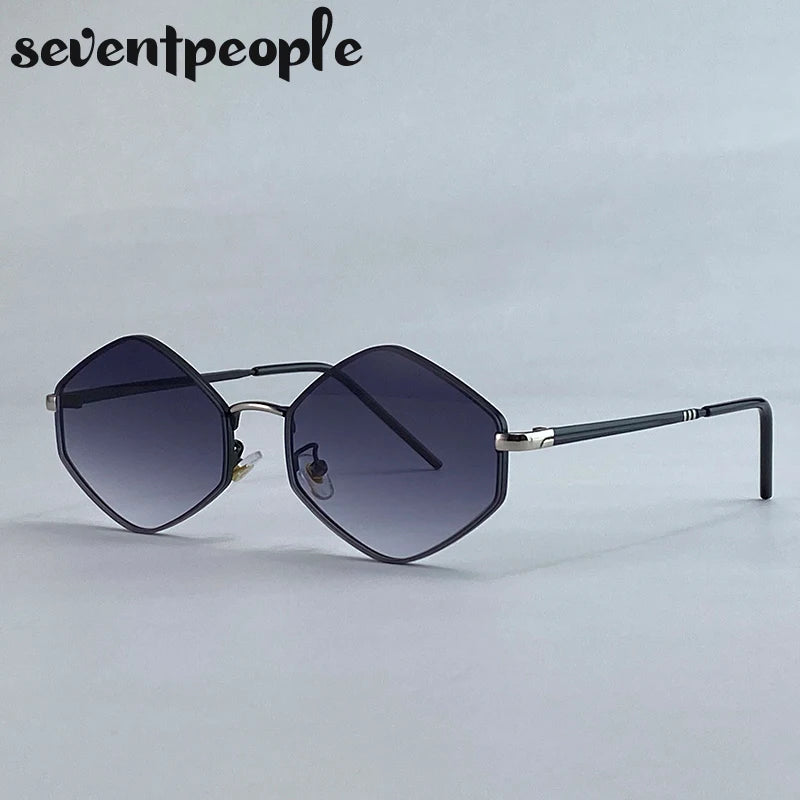 Vintage Steampunk Polygon Sunglasses Women 2025 Luxury Brand Classic Hexagon Sun Glasses Trendy Driving Shades For Ladies UV400