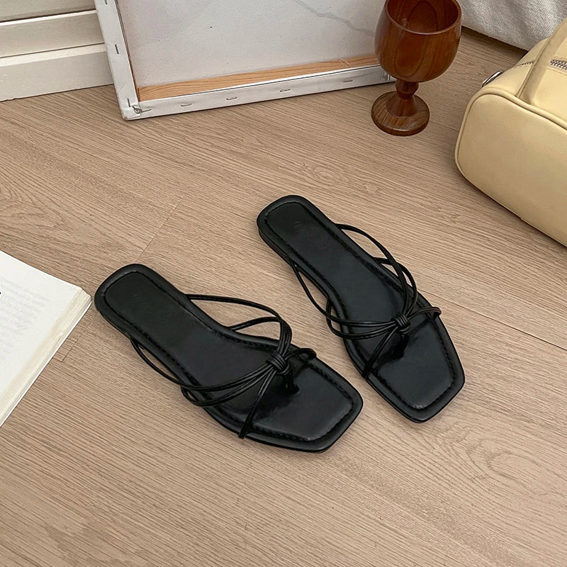 Sandals Women Summer New 2025 Version Clip Toe Flip Flops Outdoor Fashion Flat Casual Non-slip Sandals Female Beach Mules