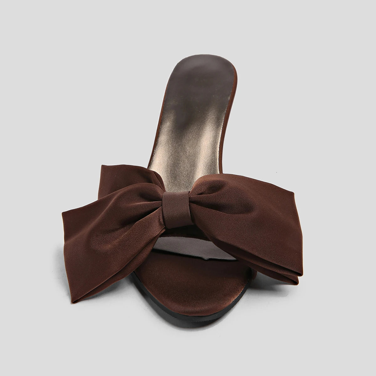 New Style  Arrival Silk Butterfly-knot High Heels Women Slippers Square Toe Mule Slippers Slides Party Pumps Shoes Zapatos Mujer