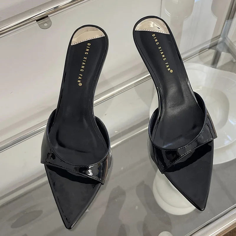 Female Red Footwear Pumps Slides Heels Shoes For Women New In 2025 Luxury Fashion Pointed Toe Ladies Thin High Heels Shoes