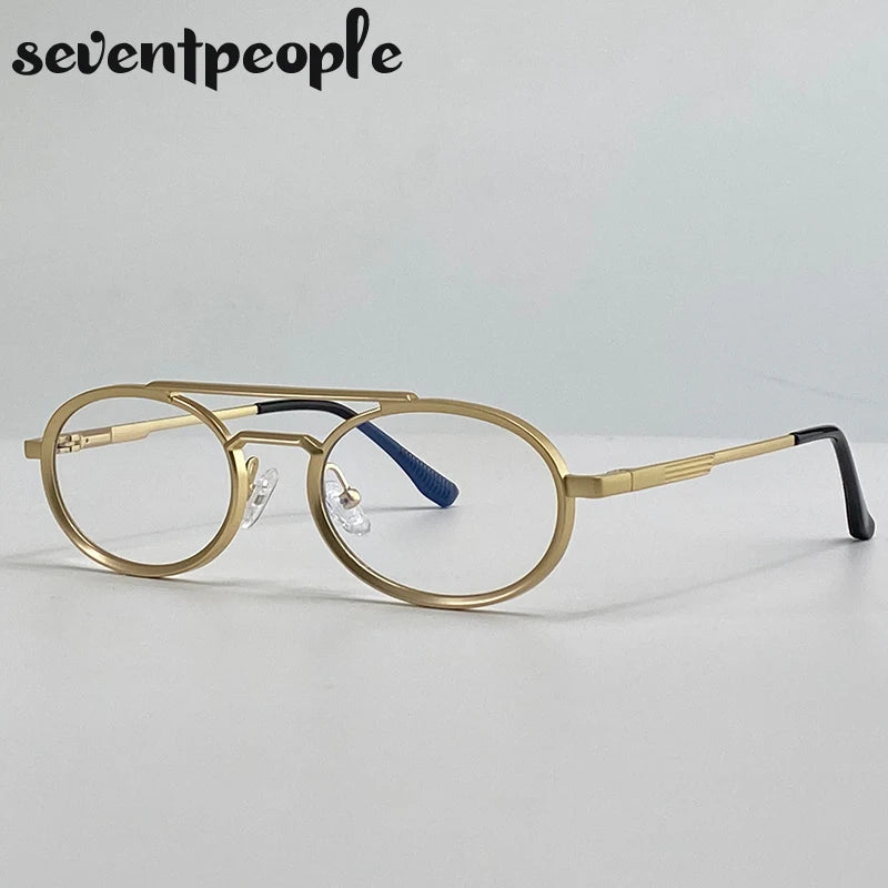 Small Oval Metal Frame Steampunk Sunglasses For Women 2025 Luxury Brand Vintage Double Beam Shades Classic Round Punk Eyewear