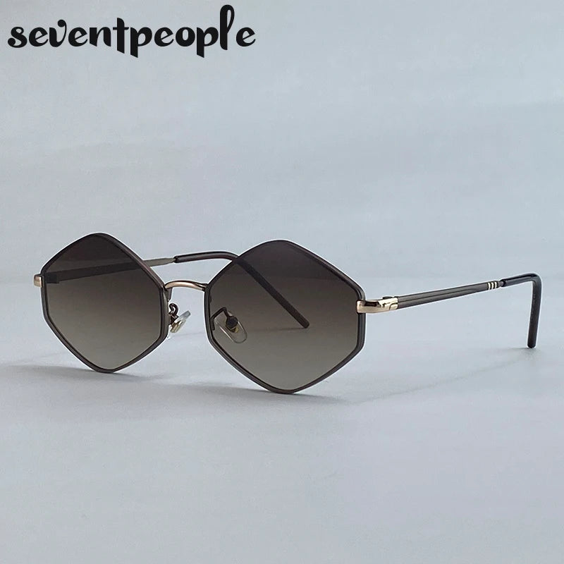 Vintage Steampunk Polygon Sunglasses Women 2025 Luxury Brand Classic Hexagon Sun Glasses Trendy Driving Shades For Ladies UV400