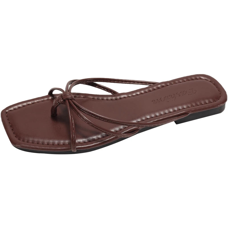 Sandals Women Summer New 2025 Version Clip Toe Flip Flops Outdoor Fashion Flat Casual Non-slip Sandals Female Beach Mules