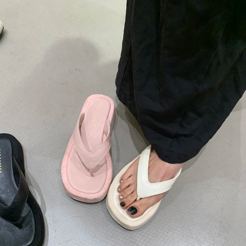 Summer Women Casual Clip Toe Slippers Comfort Platform Flats Beach Vacation Slides Flip Flops Shoes Zapatos De Mujer