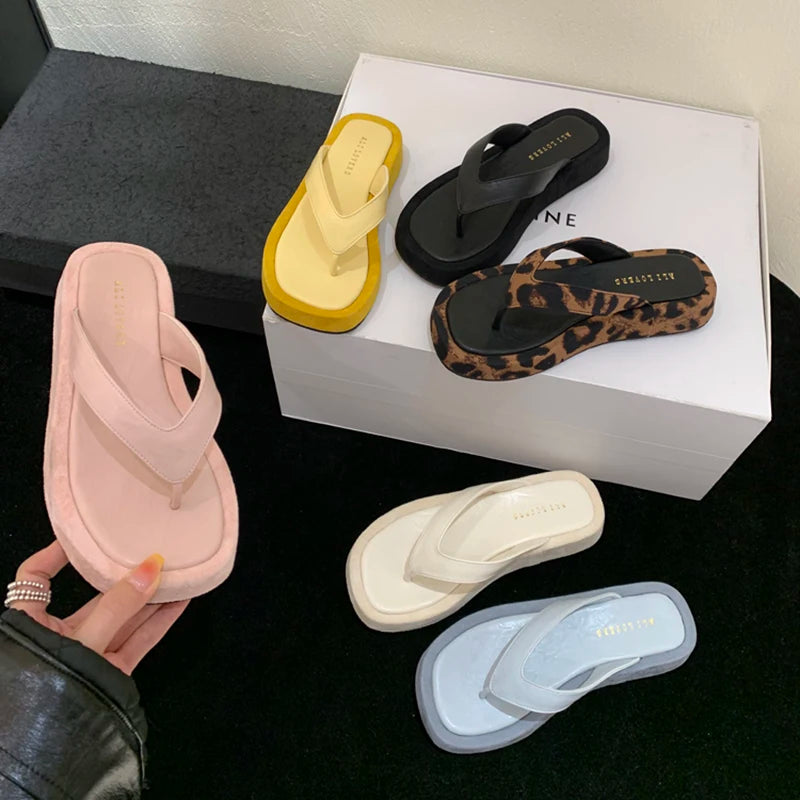 Summer Women Casual Clip Toe Slippers Comfort Platform Flats Beach Vacation Slides Flip Flops Shoes Zapatos De Mujer