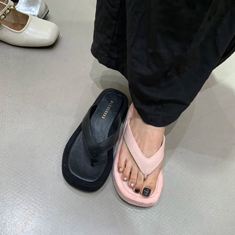 Summer Women Casual Clip Toe Slippers Comfort Platform Flats Beach Vacation Slides Flip Flops Shoes Zapatos De Mujer