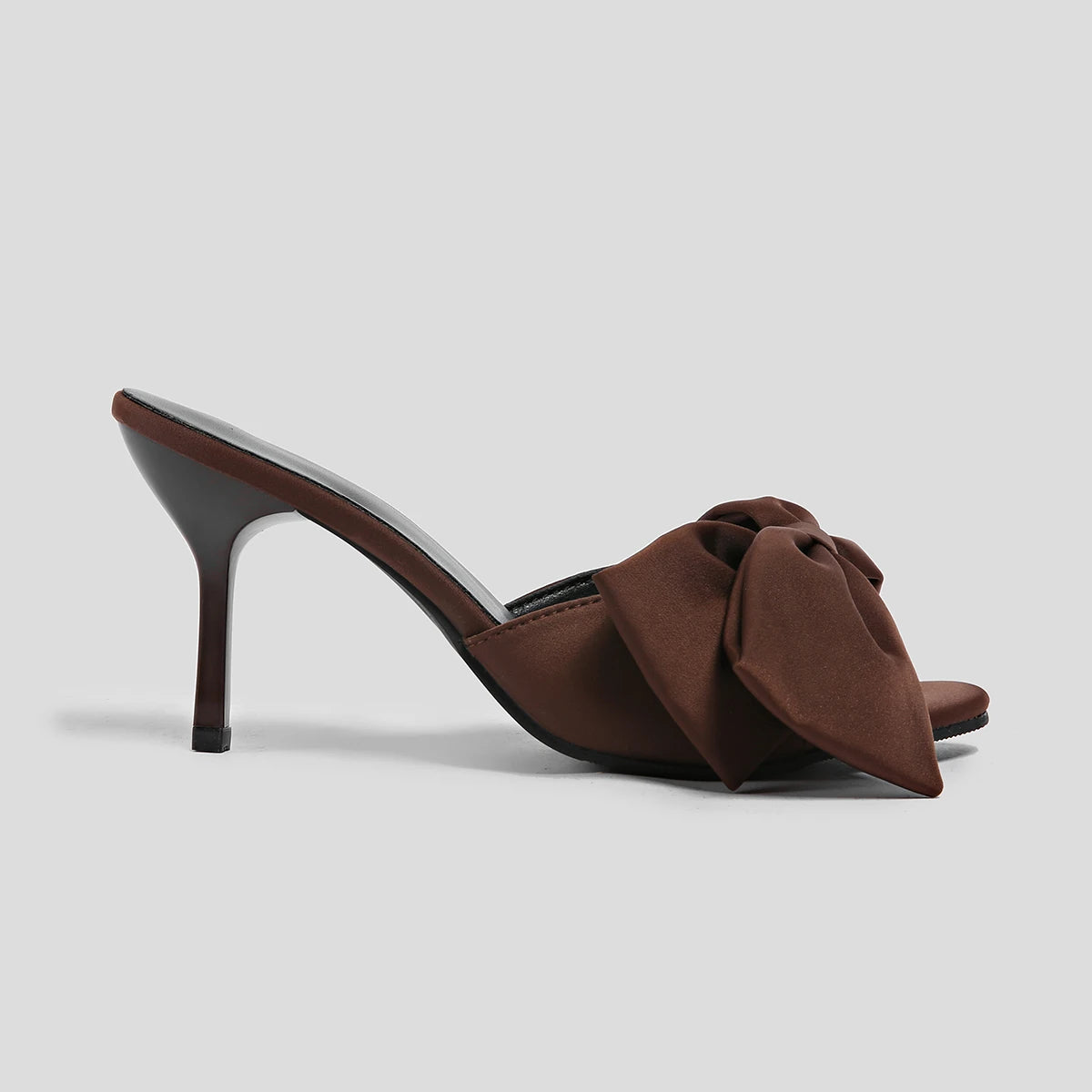 New Style  Arrival Silk Butterfly-knot High Heels Women Slippers Square Toe Mule Slippers Slides Party Pumps Shoes Zapatos Mujer