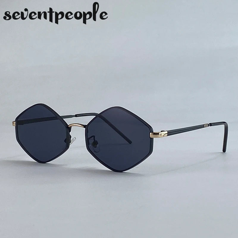 Vintage Steampunk Polygon Sunglasses Women 2025 Luxury Brand Classic Hexagon Sun Glasses Trendy Driving Shades For Ladies UV400